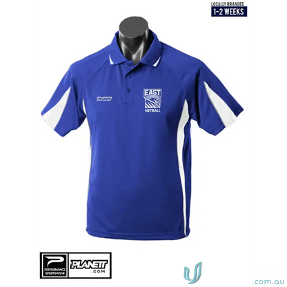 ERNC Youth Polo in vibrant blue color with sport-specific fit and performance polo vibe