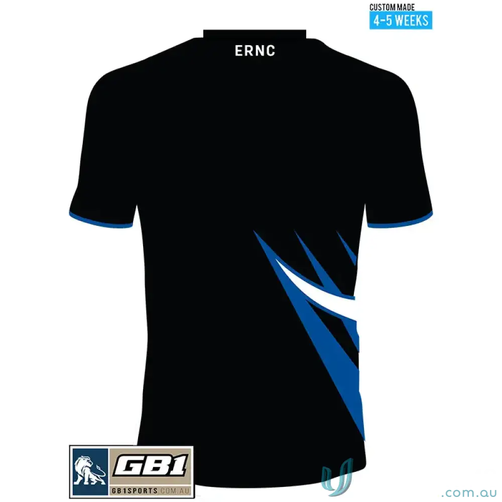 Black and blue youth tee for east ringwood netball and ringwood netball club fans
