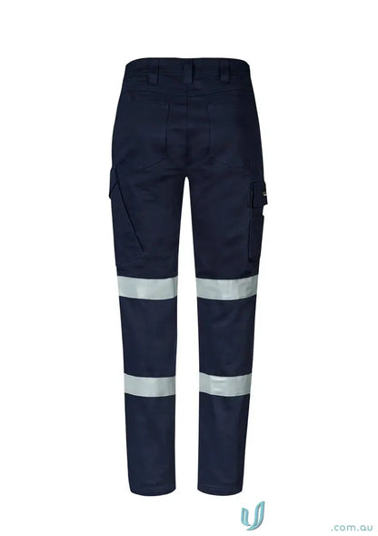 Dark blue men’s Essential Stretch Taped Cargo Pant with bio motion configuration and reflective stripes