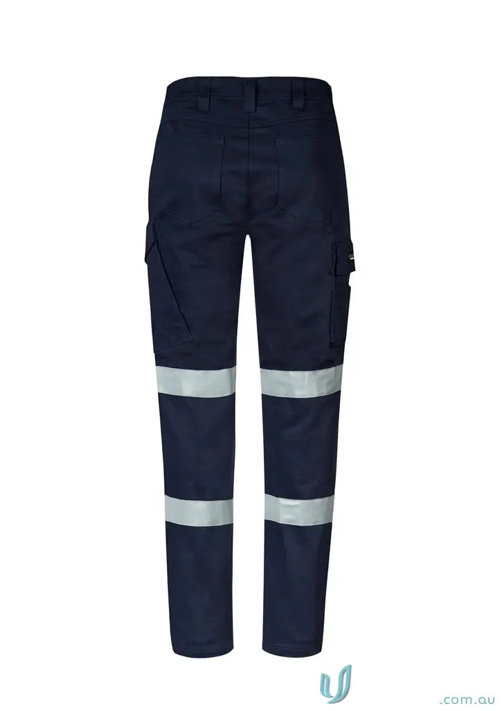 Dark blue men’s Essential Stretch Taped Cargo Pant with bio motion configuration and reflective stripes