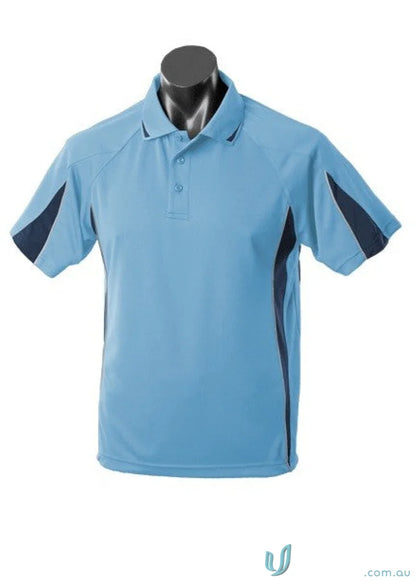 Light blue Eureka Polo with dark blue accents, perfect for work uniforms and workwear