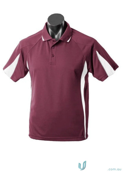 Maroon and white Eureka Polo shirt ideal for uniforms and workwear or work uniforms