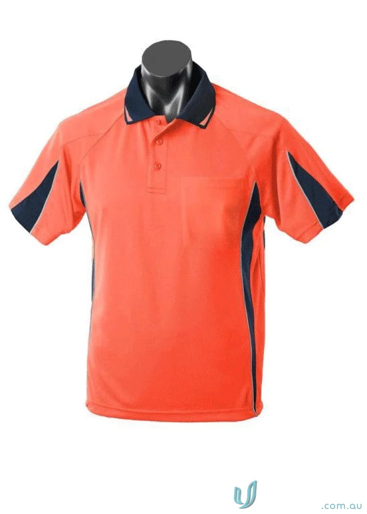 Orange and navy Eureka Polo shirt, perfect for uniforms and workwear