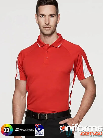 Red and white Eureka Polo shirt ideal for uniforms and workwear comfort