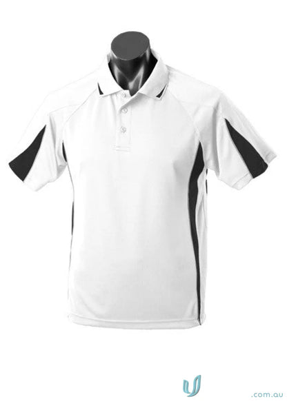 White and black Eureka Polo shirt, perfect for work uniforms or casual uniforms