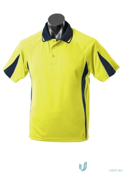 Yellow and navy Eureka Polo shirt, perfect for uniforms and workwear style