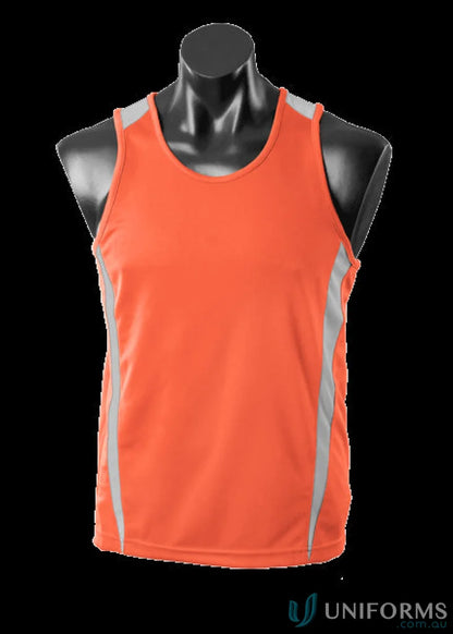 Orange and gray Eureka Singlet athletic tank top made from breathable fabric ideal for uniforms or workwear