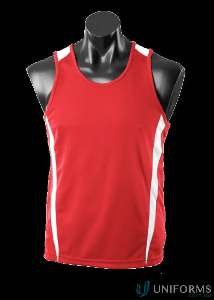 Red and white Eureka Singlet athletic tank top made with quality fabric for workouts