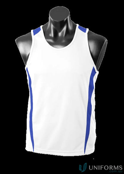 White and blue Eureka Singlet athletic tank top made of breathable fabric for uniforms