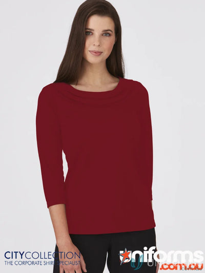 Eva Knit style maroon three-quarter sleeve top from Eva Knit 3Q Top collection