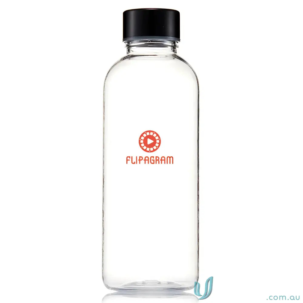 Clear plastic Everton 600ml Tritan water bottle with black cap, BPA free and durable