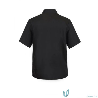 Black short-sleeved executive chef light SS jacket with chest welt pocket