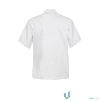 White short-sleeved executive chef light ss jacket with chest welt pocket