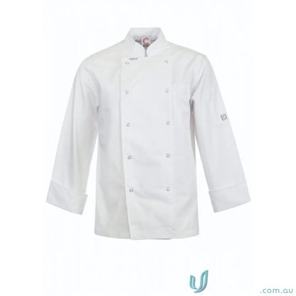 White executive chef jacket with press studs designed to stay cool in the kitchen