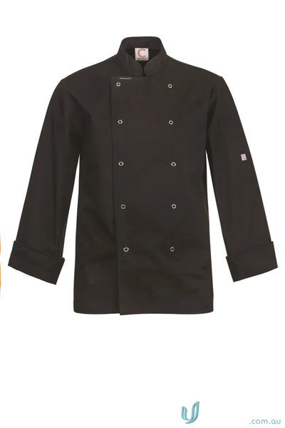 WorkCraft CJ051 Executive Iightweight LS Chef Jacket in Black front product image