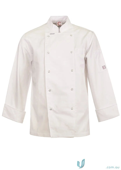 White chef jacket with double-breasted closure from Executive LS Chef Jacket workwear collection