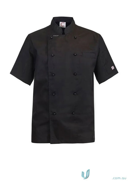 Black short-sleeved chef coat from Executive Lightweight SS Chef Jacket, stay cool and look professional