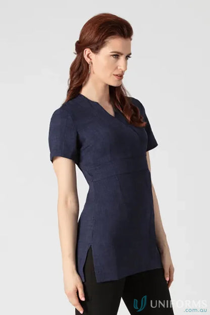 Navy blue linen-look fashion fabric tunic top from Exquisite Linen-Look Tunic collection