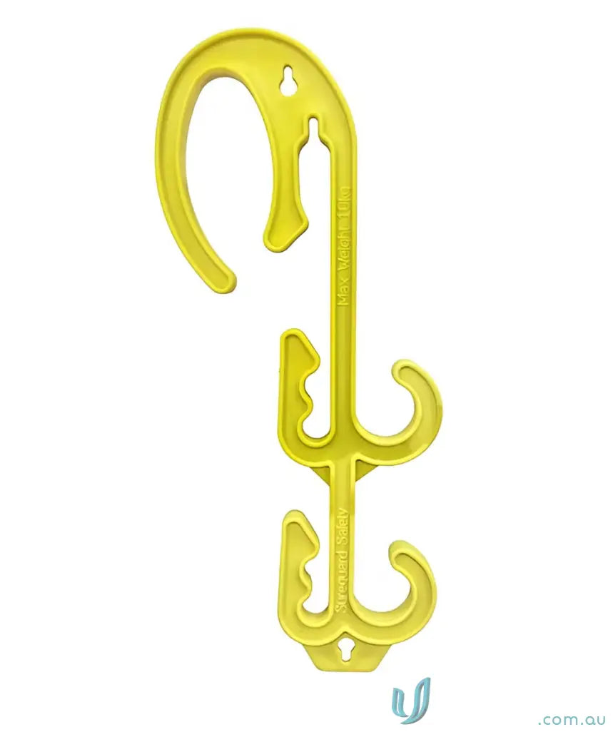 Yellow plastic multi-hook hanger for electrical suspension hangers and leads