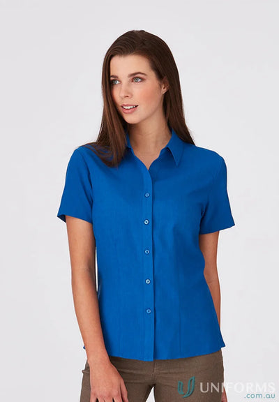 Ezylin Ladies S/S Shirt in blue perfect for work uniforms or casual workwear