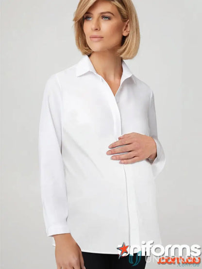 White Ezylin Maternity Top from City Collection Ezylin with a beautifully shaped hemline