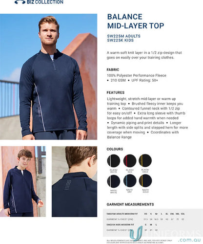 Fairway Mid Layer Top from Biz Collection Unisex SW225M, perfect for unisex balance mid layering