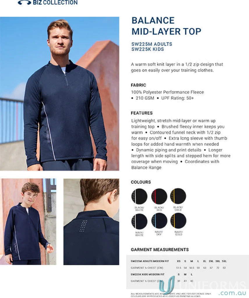 Fairway Mid Layer Top from Biz Collection Unisex SW225M, perfect for unisex balance mid layering