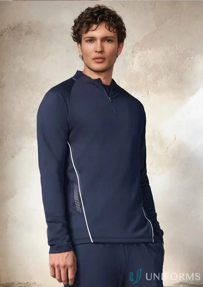 Navy blue athletic pullover from Biz Collection Unisex SW225M Unisex Balance Mid Top