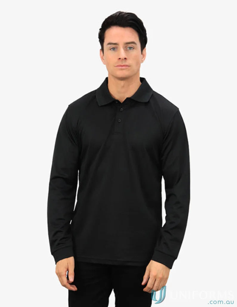 Black long sleeve polo shirt from Falcon LS Polo with cooldry moisture management tech