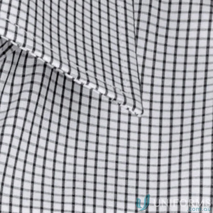 Black and white checkered fabric for Fawkner Micro Check LS Shirt with silk protein feel