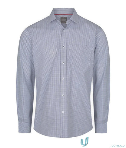 Fawkner Micro Check LS Shirt, long sleeve button-down micro check shirt for easy iron silk protein feel