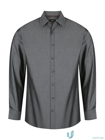 Gray long-sleeved Felix Long Sleeve Shirt made from easy-care fabric for men’s style