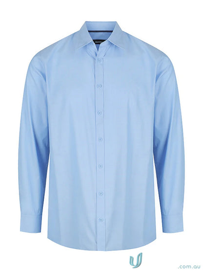 Light blue men’s Felix long sleeve shirt made from easy-care fabric