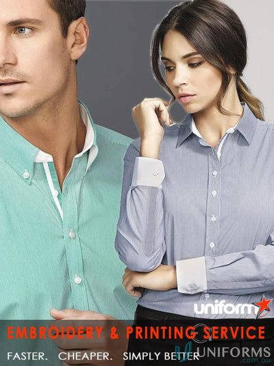 Uniform embroidery and printing service ad on Fifth Avenue Shirt-CLEARANCE for workwear