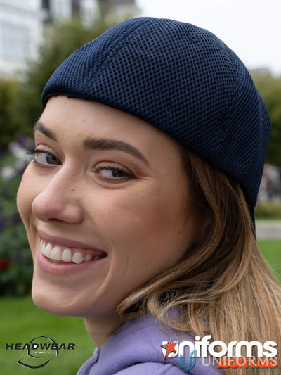 Navy blue mesh cap perfect for dream fit uniforms and workwear style