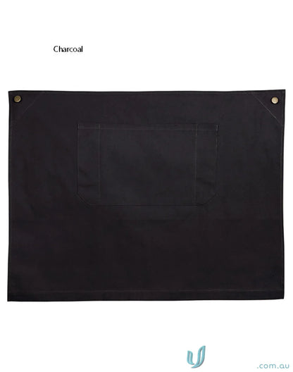 Charcoal Fitzroy Half Waist Apron with reinforced designer rivets and brass metal buttons