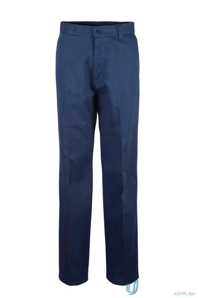 Navy blue cotton drill trouser with reinforced stress points and patch pockets for men