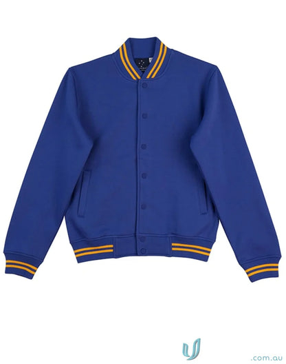 Blue and gold fleece varsity jacket showing the winning spirit fleece design