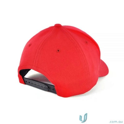 Red Flexfit Cool and Dry Cap with black adjustable strap, perfect for branding and staying cool and dry