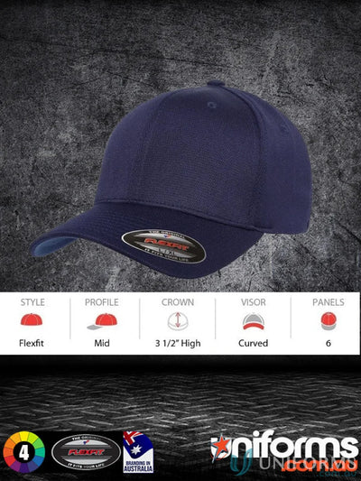 Navy blue Flexfit cool fit dry flex cap for sporty, quick-dry comfort