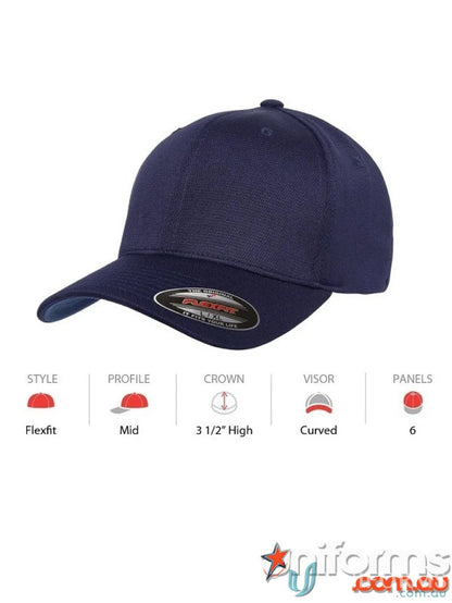 Navy blue Flexfit Cool Fit dry flex cap from Flexfit Cool Dry Sports collection