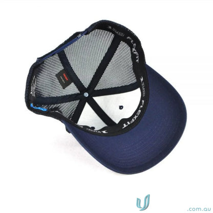 Navy blue Flexfit Mesh Back Cap for branding, uniforms, and workwear casual style