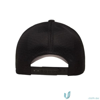 Black FlexFit Mesh Snap Cap with mesh back and snap closure for a casual look