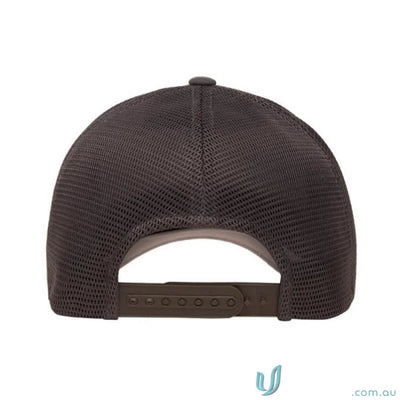 Dark brown FlexFit Mesh Snap Back Cap with adjustable snapback closure