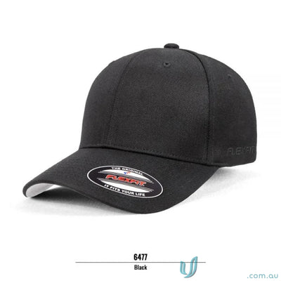 Black Flexfit Baseball Cap, premium wool cap, stylish wool blend hat for men