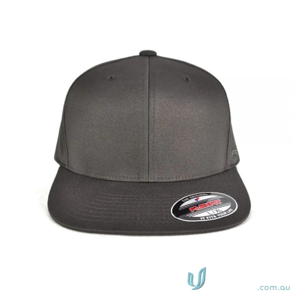 Gray flat-brimmed baseball cap from Flexfit Pro Baseball collection for pro baseball fans