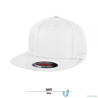 White flat-brimmed baseball cap from Flexfit Pro Baseball on-field collection