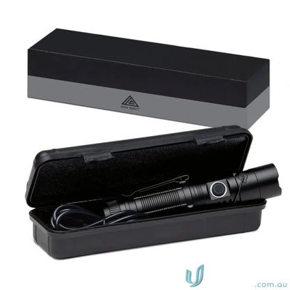 Black FlexLight Tiltable Rechargeable Torch with Magnetic Base in case for workwear uniforms