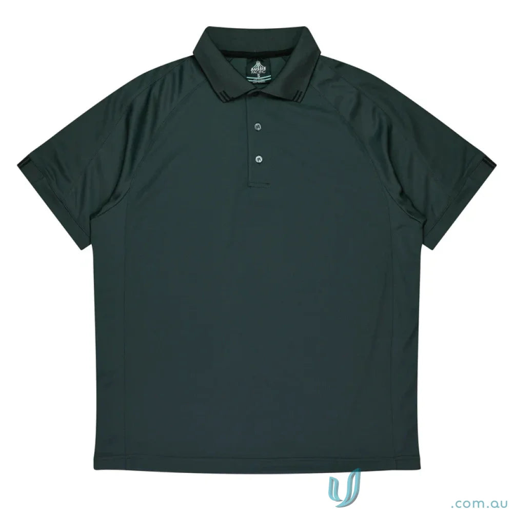 Dark green Flinders Polo shirt, perfect for turquoise workwear uniforms and casual looks