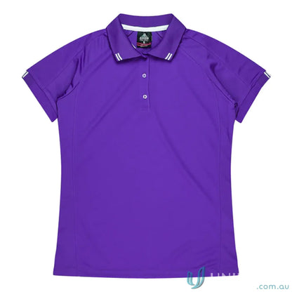 Purple Flinders Polo shirt with white stripes perfect for workwear and uniforms